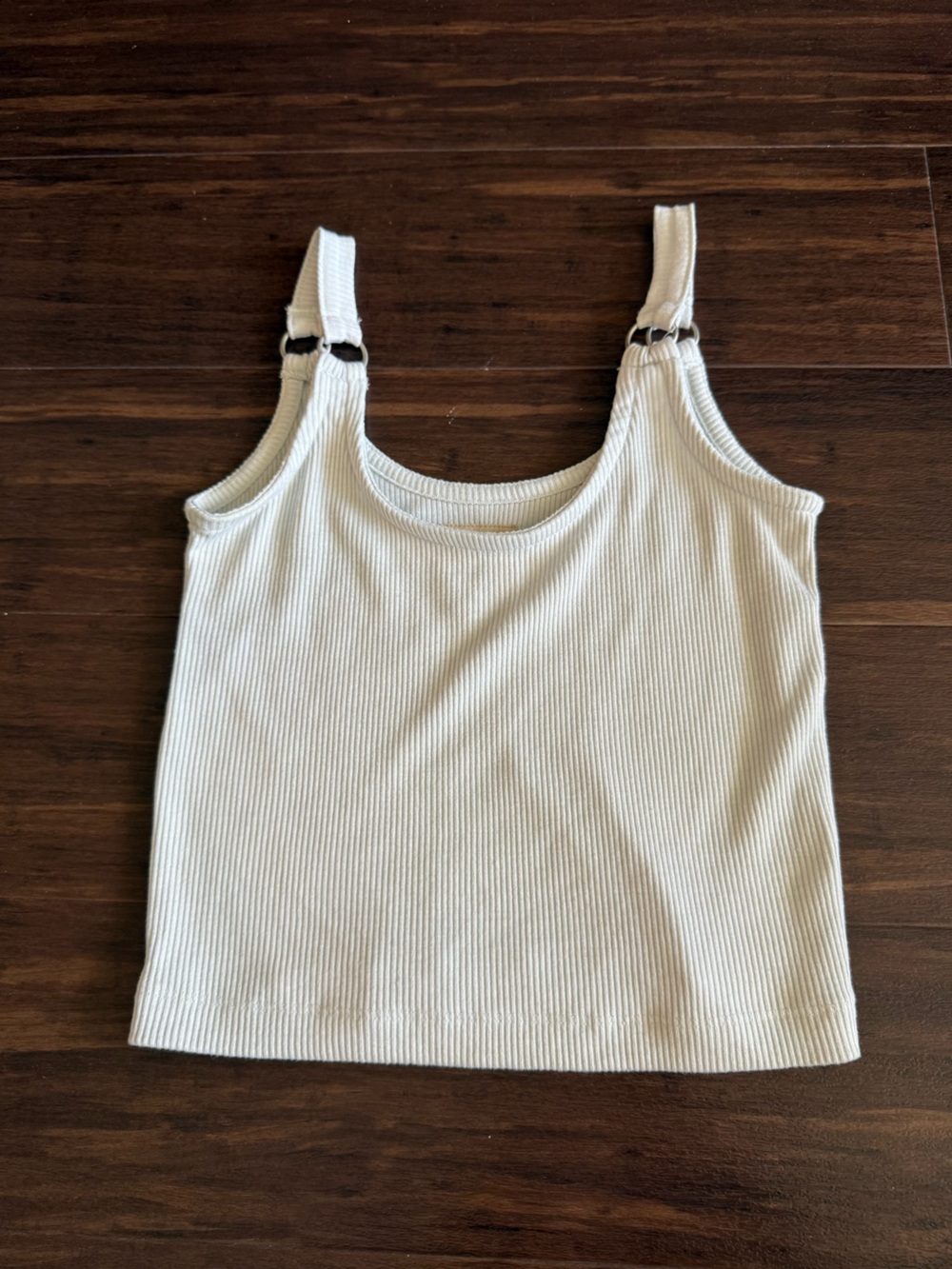 Chaser Ribbed Cream Tank Top with Ring-Strap Detail